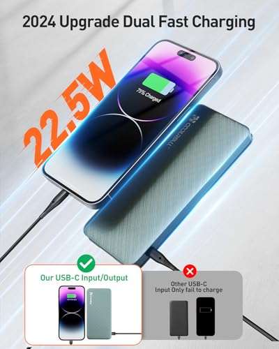 Coolreall Power Bank, 22.5W Fast Charging 10000mAh Portable Charger PD3.0 QC4.0, Powerbank w/voucher - Sold by EU-ZJD
