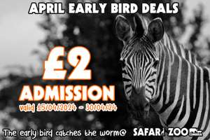 South Lakes Safari Zoo - Early Bird Entry (15/4 - 30/4)