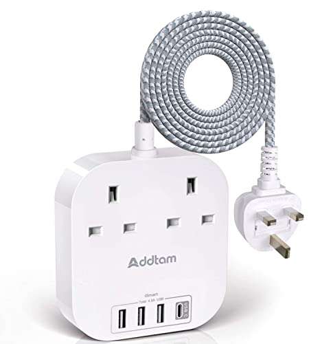 Extension Lead with USB ports - £12.74 With Voucher, Dispatched By Amazon, Sold By ADDTAM
