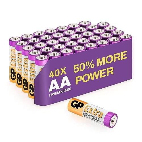 AA Extra Alkaline Batteries 1.5V Mignon LR06 MN1500 AM3 Pack of 40 (£9.99) / Pack of 80 (£19.99) - sold by GPBatteries Direct, FBA