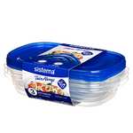 3 x Sistema 950ml Rectangle Food Storage Containers, Clear with Blue Lid - discount applied at checkout