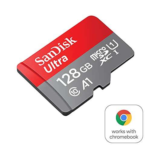 SanDisk Ultra 128GB microSDXC UHS-I Card for Chromebook with SD Adapter and up to 140MB/s transfer speed
