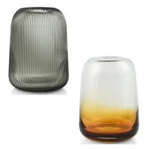 Berkeley Smoke Glass Ribbed / Alnwick Cinnamon Vase W/Code