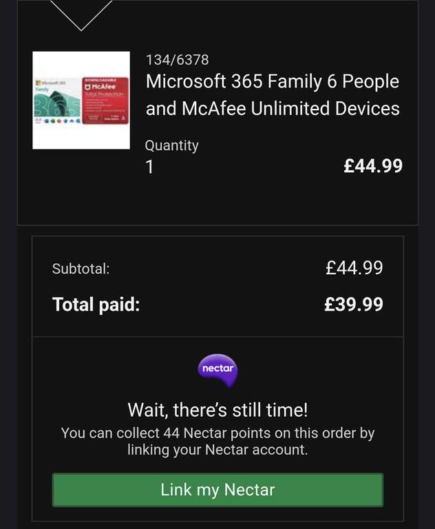 Microsoft 365 Family 6 People and McAfee Unlimited Devices £44.99 / £39.99 with marketing signup including 6TB cloud storage @ Argos