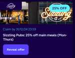 Octoplus members - 25% off Main meals at Harvester, Stonehouse, Toby Carvery, Ember Inns or Sizzling Pubs (Mon-Thurs)