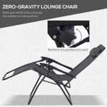 2 x Folding Zero Gravity Lounge Chairs + One Folding Side Table with Cup Holders | Grey or Dark Grey - £50.99 with code - Delivered @ Aosom