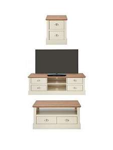 Crawford 3 Piece Package - TV Unit, Coffee Table and Lamp Table - Ivory/Oak Effect £199 + £24.99 delivery @ Very