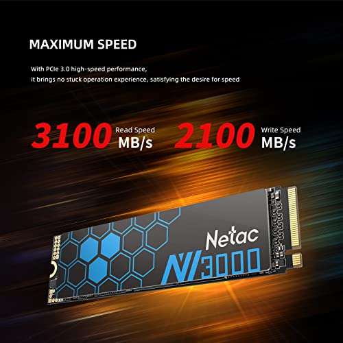Netac NV3000 2TB NVMe PCIe M.2 2280 Internal SSD High Performance Solid State Drive - £98.59 Dispatched By Amazon, Sold By Netac Store