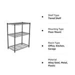 Amazon Basics 3-Shelf Narrow Storage Unit With Height Adjustable Shelves and Levelling Feet