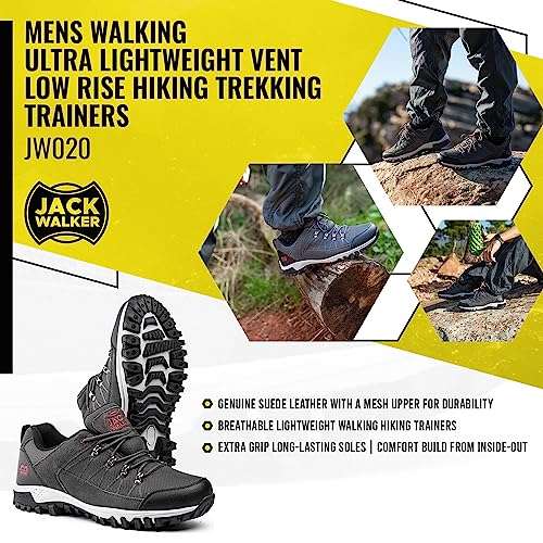 Jack Walker Mens Walking Ultra Lightweight Vent Low Rise Hiking Trekking Waterproof Trainers - Sold By Jack Walker FBA