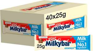 Milkybar White Chocolate Bars, 40 x 25 g - £15 @ Amazon