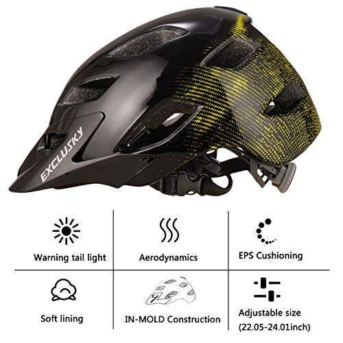Exclusky Adult Bike Helmet for Men Women with USB Light - Multiple colours (56-61CM) from £10.09 using Voucher @ Amazon