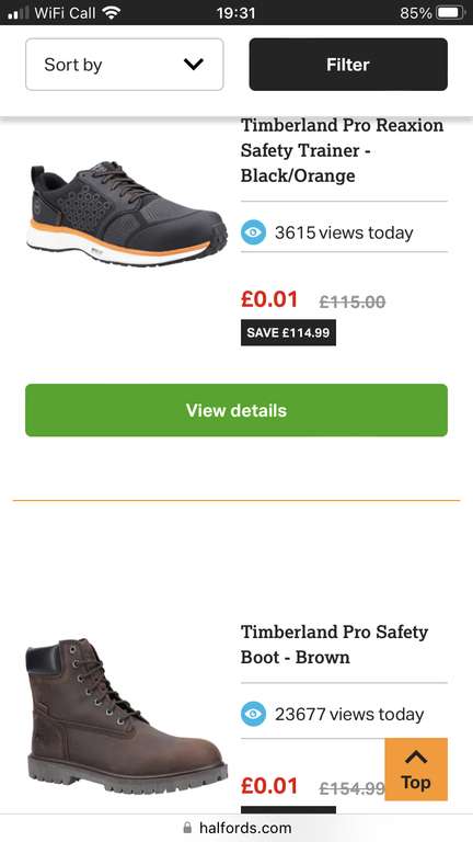 Timberland boots - £0.01 (Free Collection) @ Halfords