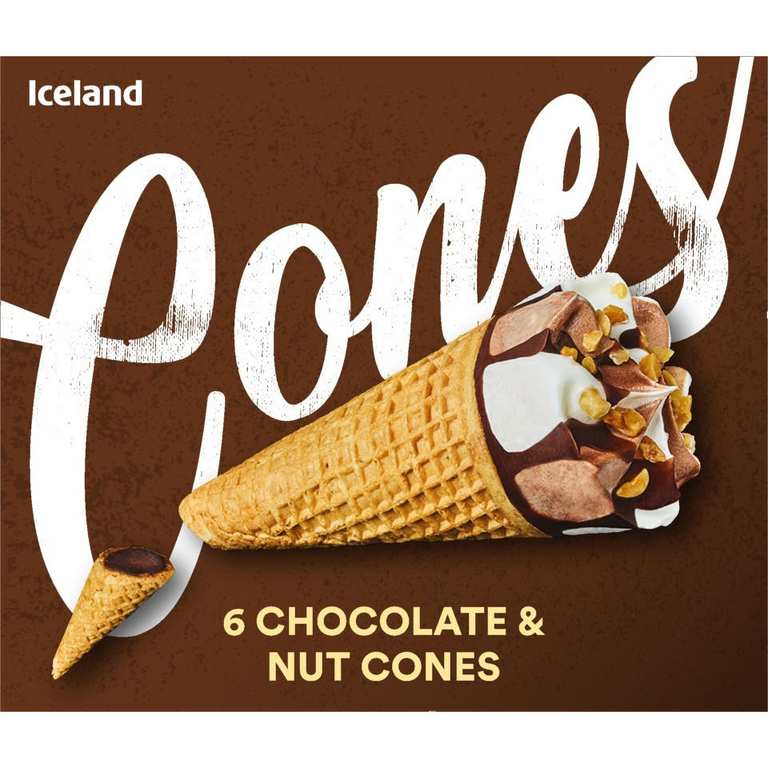 Iceland 6 Chocolate & Nut Cones 372g - 21p Each!