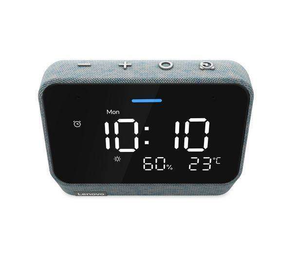 Lenovo Smart Clock Essential with Alexa - Misty Blue + 3 Months Apple Services