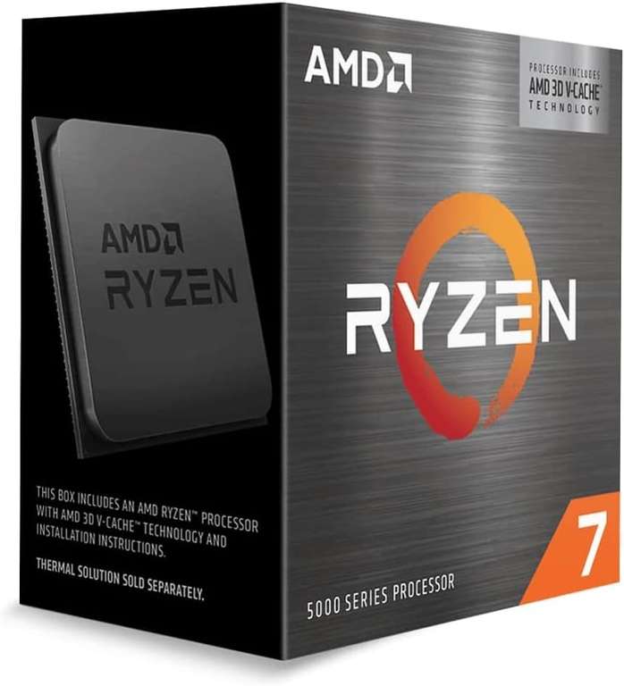 AMD Ryzen 7 5800X3D Desktop Processor, Black, (8-core/16-thread, 96MB L3 Cache, Up To 4.5 GHz Max Boost) Sold by EpicEasy Ltd / FBA