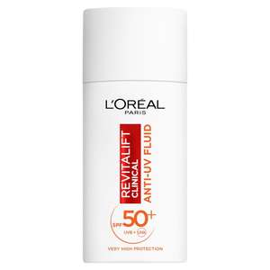 L’Oréal Paris Revitalift Clinical SPF 50+ Invisible UV Fluid, Protect, Prevent and Improve Ageing Signs, Non-Oily Formula for All Skin Tones