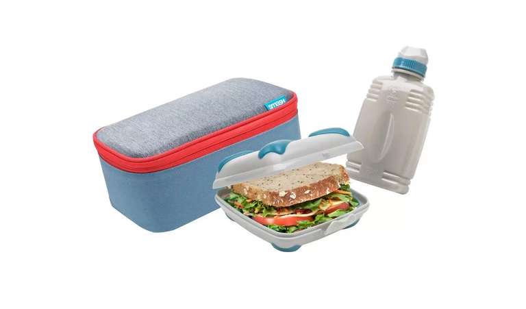 Smash Grey Blue Lunch Box Bag And Bottle - 350ml Now £4.29 with Free Click and Collect From Argos