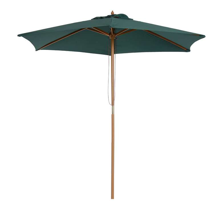 Outsunny 2.5m Wood Garden Parasol Sun Shade Patio Outdoor Wooden Umbrella Canopy Green @ MHSTAR