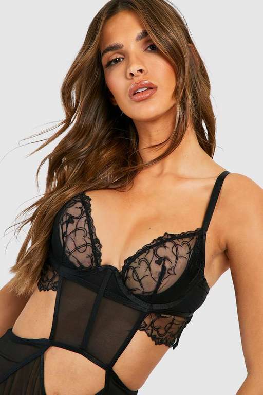 Valentines Heart Embroidery Under Wire Body (Various Sizes) £6.25 delivered with code Sold & delivered by Boohoo @ Debenhams