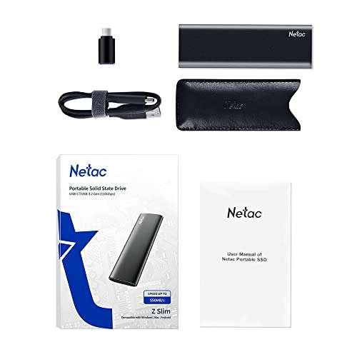 Netac Portable External Solid State Drive 2TB, USB 3.2 Gen 2, 10Gbps, Type-C, R/W up to 500/450 MB/s - £102.84 w/ voucher, by Netac @ Amazon
