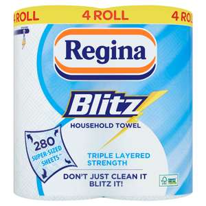 Regina Blitz Household Towel Roll x4 - £5 @ Sainsbury's