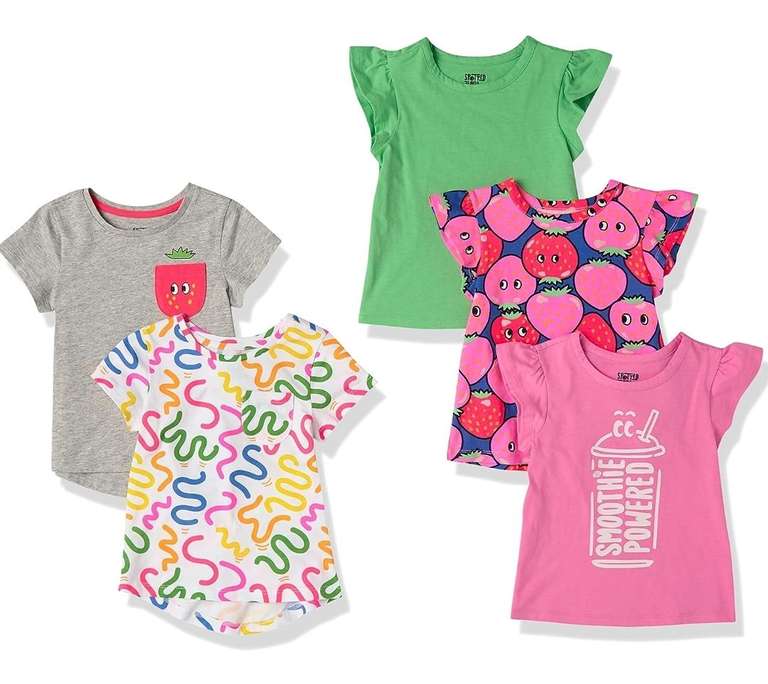 Amazon Essentials Girls Short-Sleeved T-Shirt Tops, Multipacks age 5 years
