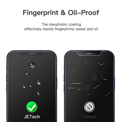 JETech Full Coverage Screen Protector for iPhone 12/12 Pro for £2.54 with voucher Sold by JETech UK and Fulfilled by Amazon