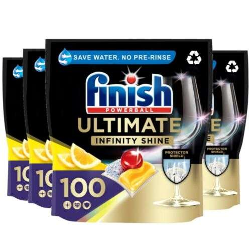 4 x Finish Ultimate Infinity Shine Dishwasher Lemon 100 Tablets (400 Tabs) £37.59 with code (UK Mainland) @ official_brand_outlet / eBay