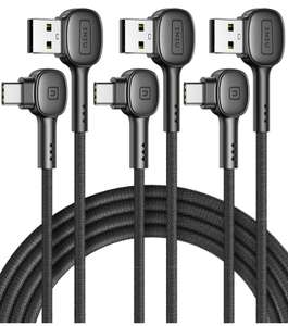 INIU 3pk USB C Fast Charger Cable, 90° Degree [2+2+0.5m], 3.1A QC, Nylon Braided With Voucher Sold By TopStar GETIHU Accessory / FBA