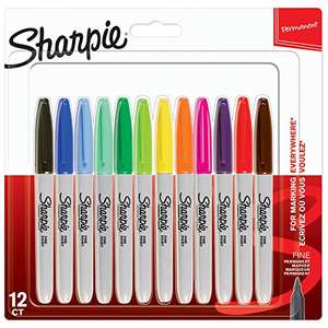 Sharpie Permanent Markers | Fine Point | Assorted Colours | 12 Count - £5 (£4.75 Subscribe & Save) @ Amazon