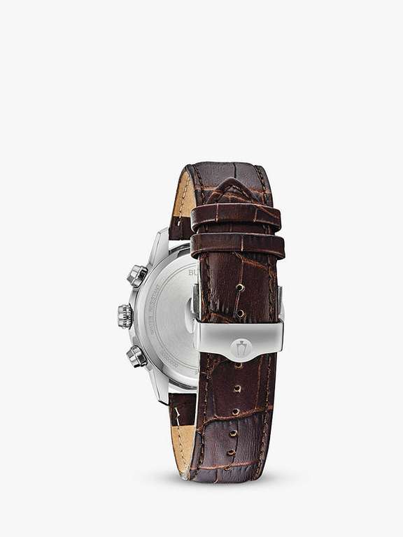 Bulova 96B309 Men's Sutton Date Chronograph Leather Strap Watch, Brown/Silver reduced to £149.50 at John Lewis & Partners
