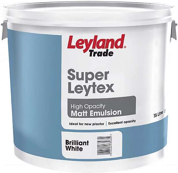 Leyland Trade Super Latex White Matt Emulsion paint, 15L - 2 For £55 with click & collect @ Trade Point (B&Q)