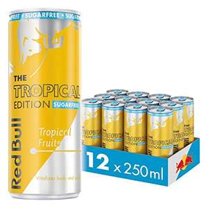 Red Bull Energy Drink Sugar Free Tropical Edition 250ml x12 - £8.10 S&S (£6.30 with Possible 20% Voucher on 1st S&S)