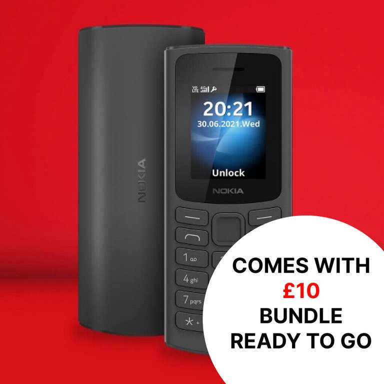 Nokia 105 mobile phone + 6 x £10 Vodafone Big Value Bundle - £60 @ justsims/eBay