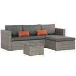 Outsunny 3 Pieces Outdoor PE Rattan Corner Sofa Set - with voucher - Sold by MHSTAR / FBA