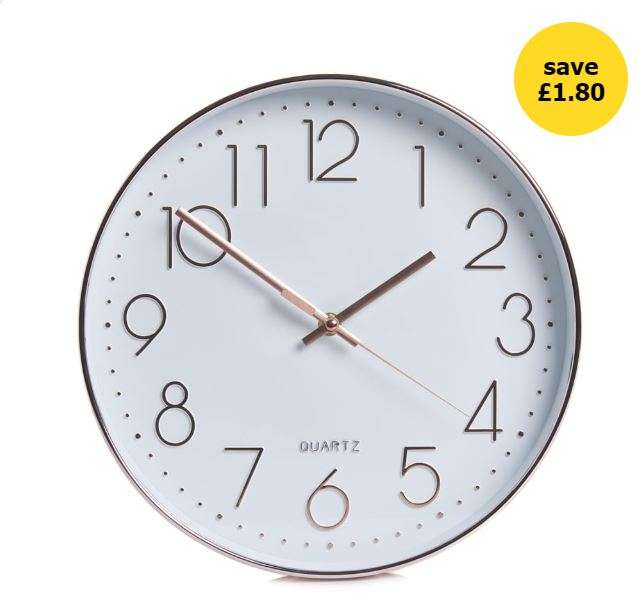 Wilko Classic Copper Effect Wall Clock £3.00 Free Click & Collect @ Wilko