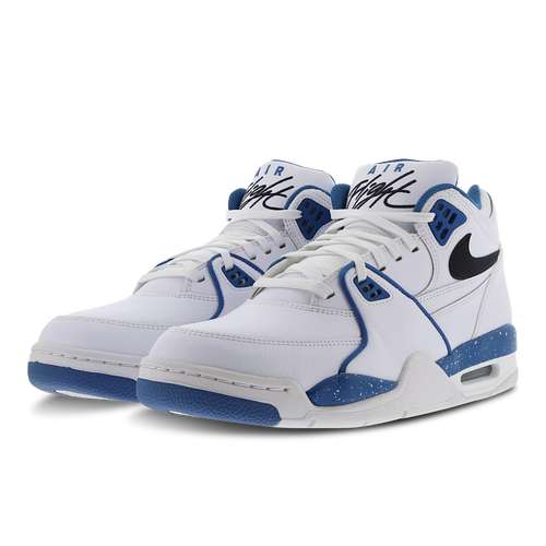 Nike Air Flight 89 trainers in white and blue with code