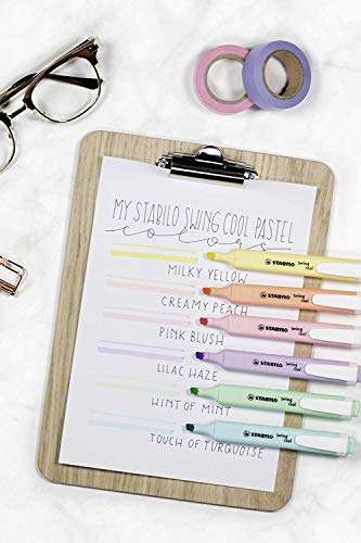 Highlighter - STABILO swing cool Pastel - Pack of 6 - Assorted Colours £5 @ Amazon