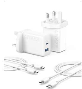 2 Pack Anker USB C 20W Dual Port USB Fast Charger Plug & 2-Pack 5 ft USB C Cables - AnkerDirect UK FBA - Prime Exclusive