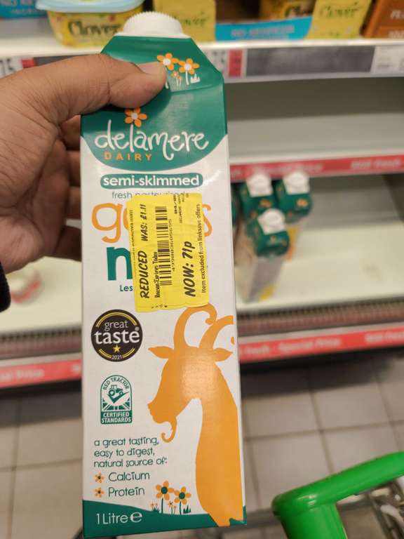 Delamere Semi-Skimmed Goats Milk 1L (Kidderminster)
