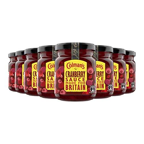 Colman's Cranberry Sauce, The Nations Favourite, Delicious, Perfect Tatse For Sandwiches, Barbecue, Cooking, Large Pack (8 x 165 g)