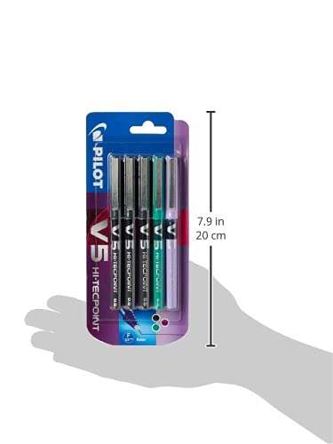 Pilot V5 0.5 mm Liquid Ink Rollerball Pen, Pack of 5 - £2.40 @ Amazon