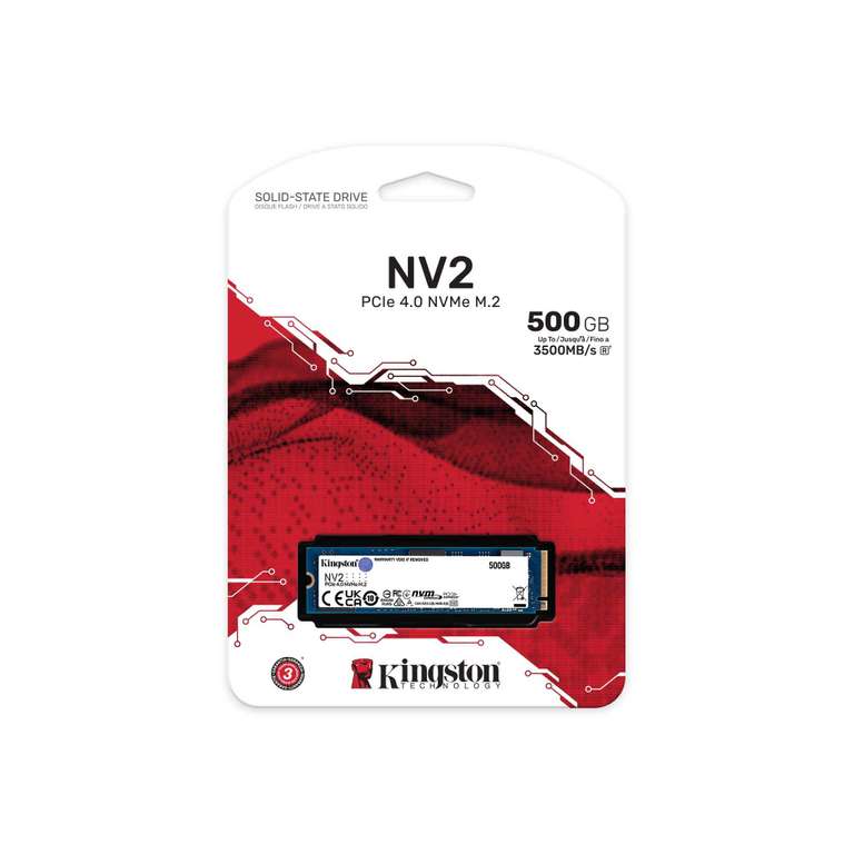 500GB - Kingston NV2 NVMe PCIe 4.0 SSD 500G M.2 2280 - Up to 3,500/2,100MB/s R/W - £29.99 delivered @ MyMemory