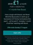 Entertainment Pass £1 per month for 3 months + free Boost for 1 month (select users)