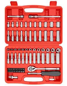 YIYITOOLS 74-Piece 1/4" Dr. Socket Set, 1/4-Inch Drive Master Socket Set with Ratchets,Universal Joint, Extensions with 1/4’‘ Dr. Bits Set