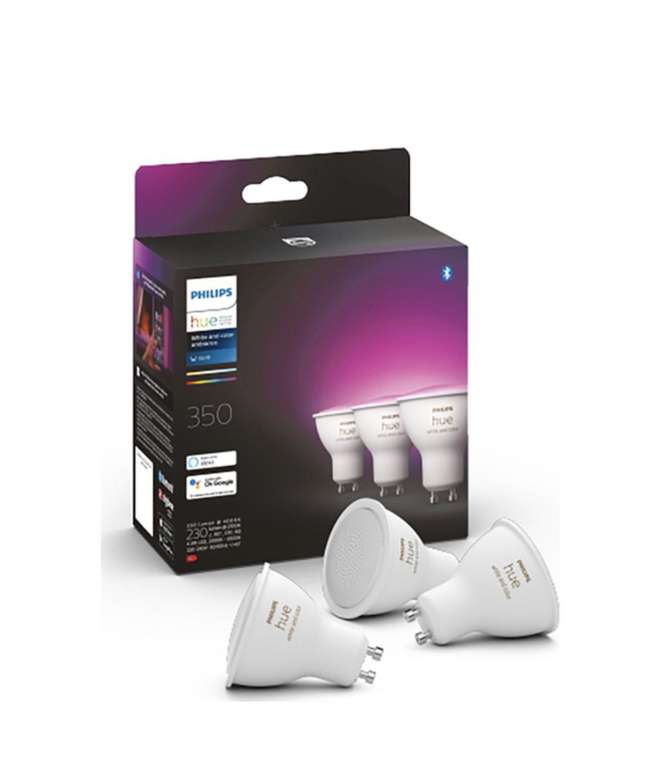 PHILIPS HUE White & Colour Ambiance Smart LED Spotlight with Bluetooth - GU10, Triple Pack - £74.99 @ Currys