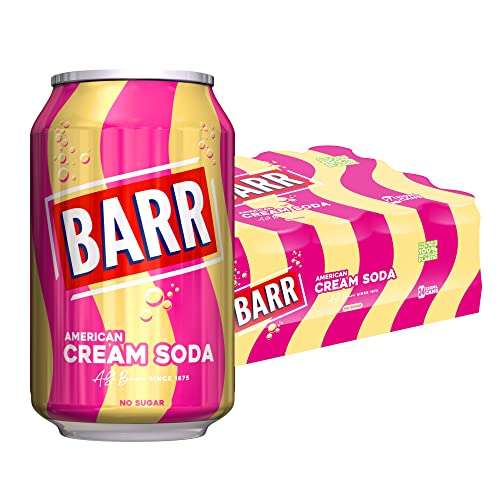 BARR, Zero No Sugar Sparkling Soft Drink American Cream Soda / Cherryade / Lemonade - 24 x 330 ml Cans £6.65/£5.95 with S&S