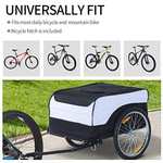 HOMCOM Bike Trailer Cargo in Steel Frame Extra Bicycle Storage Carrier with Removable Cover and Hitch (White and Black)
