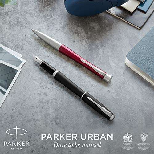 Parker Urban Twist Ballpoint Pen | Metro Metallic with Chrome Trim | Medium Point Blue Ink Refill | Gift Box - £14.19 @ Amazon